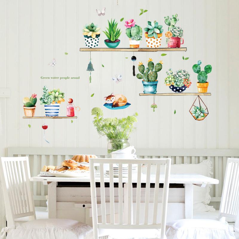 DECAL DÁN TƯỜNG CHẬU CÂY XƯƠNG RỒNG