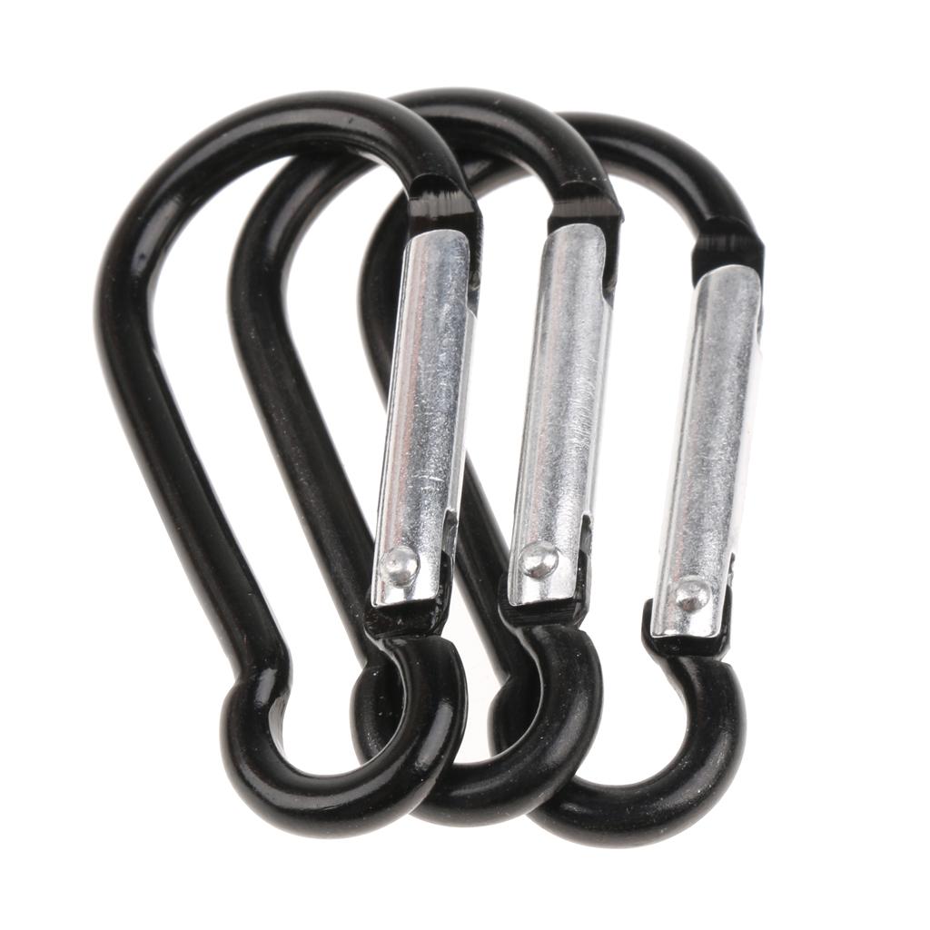Outdoor Aluminum D-Ring Carabiner Camping Keychain Clip Snap Hook Black