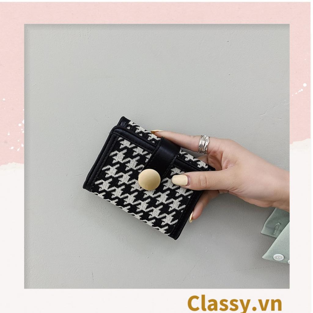 Ví ngắn nữ Classy phong cách cổ điển, nhiều ngăn đựng thẻ, có nút bấm T1310