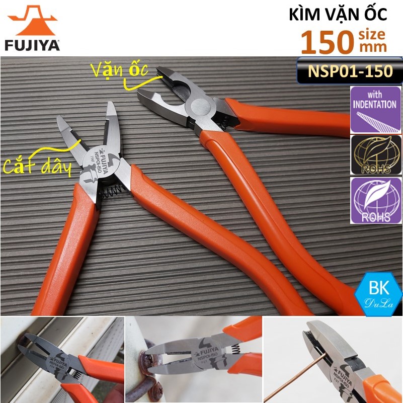 Kìm 2 chức năng kìm vặn đinh ốc vít và kìm cắt 150mm FUJIYA NSP01-150- Công nghệ Nhật Bản