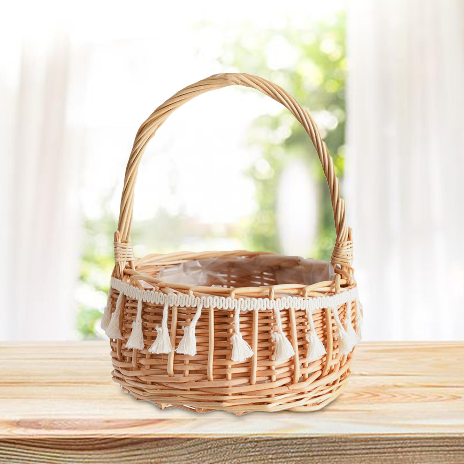 Storage Basket with Handle Picnic Basket Flower Girl Basket for Bedroom