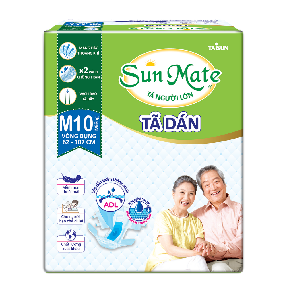 Tã Dán Người Lớn SunMate G2 Size M10 (10 Miếng)