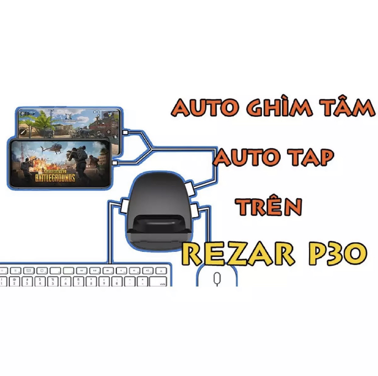Bộ chuyển đổi game REZAR P30 dùng chuột và bàn phím cho điện thoại chơi game PUBG, Call of Duty kết nối 4 chế độ có dây và không dây