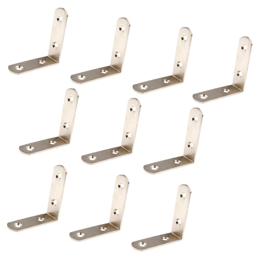 10pcs Corner Brace L Bracket Corner Bracket , Right Angle Brace Brackets Fastener, Stainless Steel, 20/25/30/40/50/65/85/100/125mm