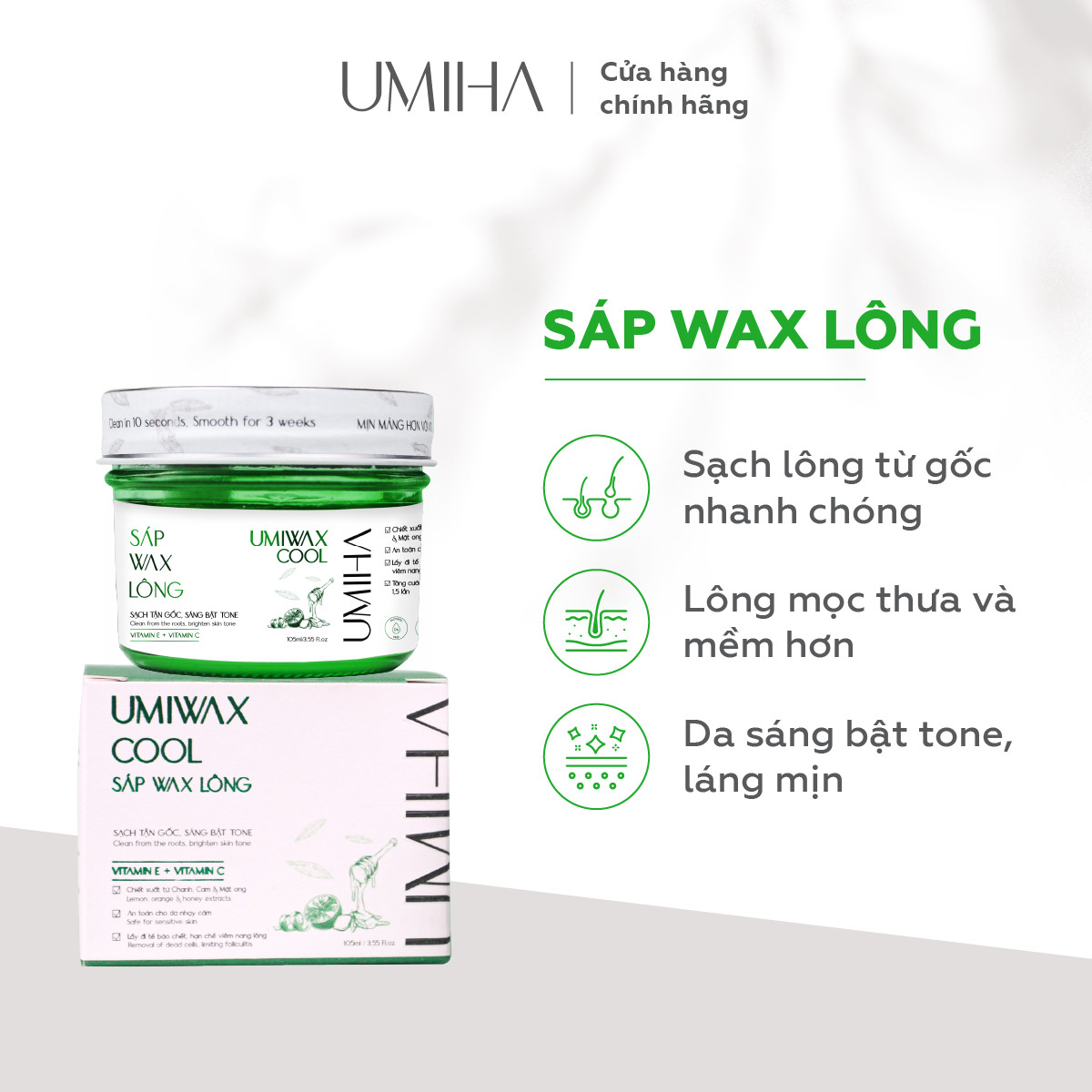 Sáp wax lông lạnh UMIHA 105ML dùng cho wax lông Nách, Chân, Tay, Body an toàn hiệu quả