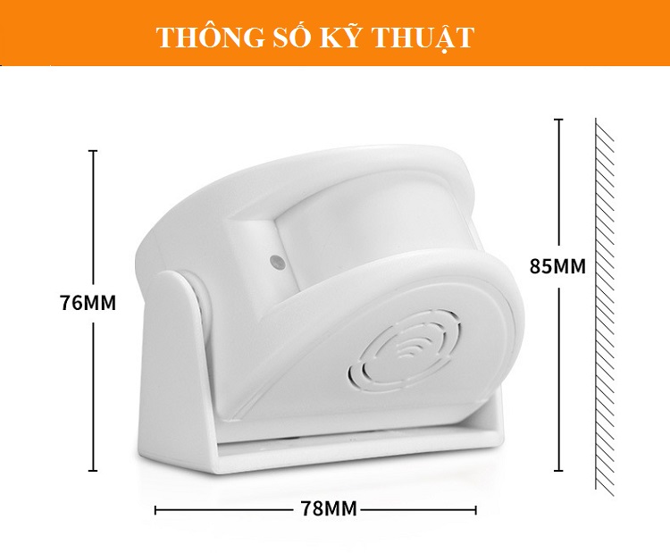 Báo động chống trộm cảm biến hồng ngoại cao cấp Ver3 ( Tặng kèm đèn pin mini bóp tay không dùng pin )