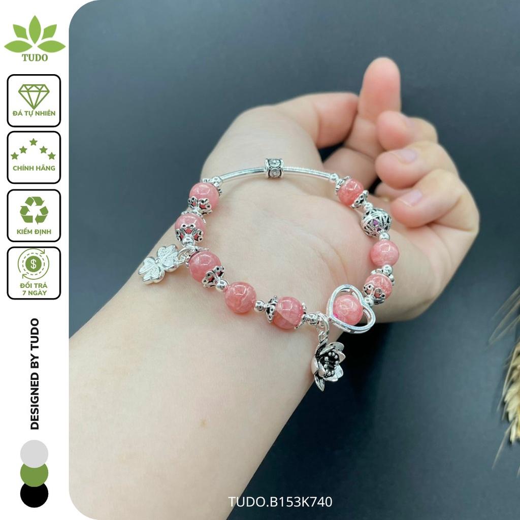 Vòng Tay Nữ Đẹp - Vòng Phong Thủy Đa Mệnh TUDO B153K740 VCBDAOH Charm Bạc Trái Tim, Cỏ 4 Lá - Tình Duyên Như Ý