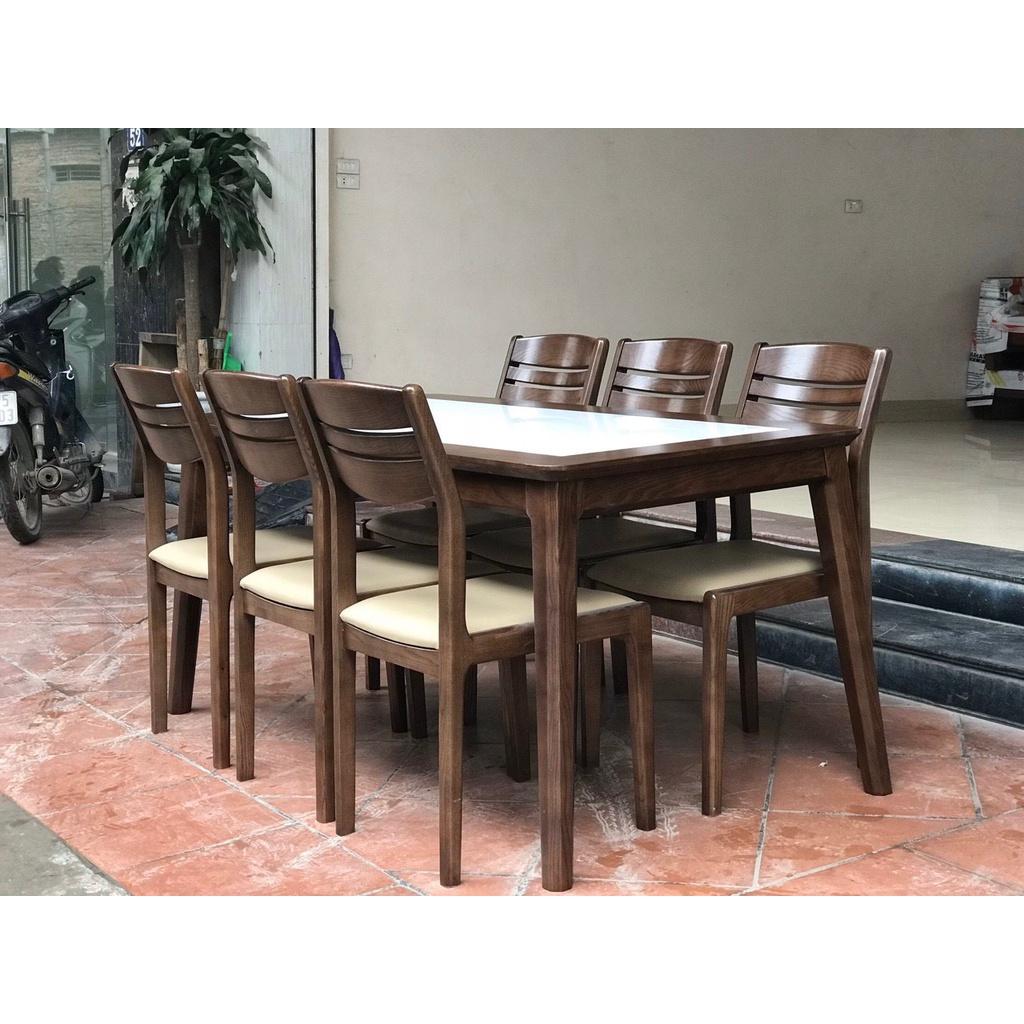 Bàn Ăn Gỗ Sồi Bọc Nệm 6 Ghế