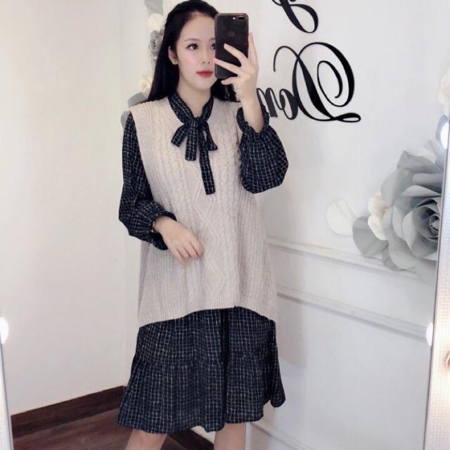 SÉT VÁY KẺ PHỐI GILE LEN SIÊU ĐẸP HÀNG QUẢNG CHÂU