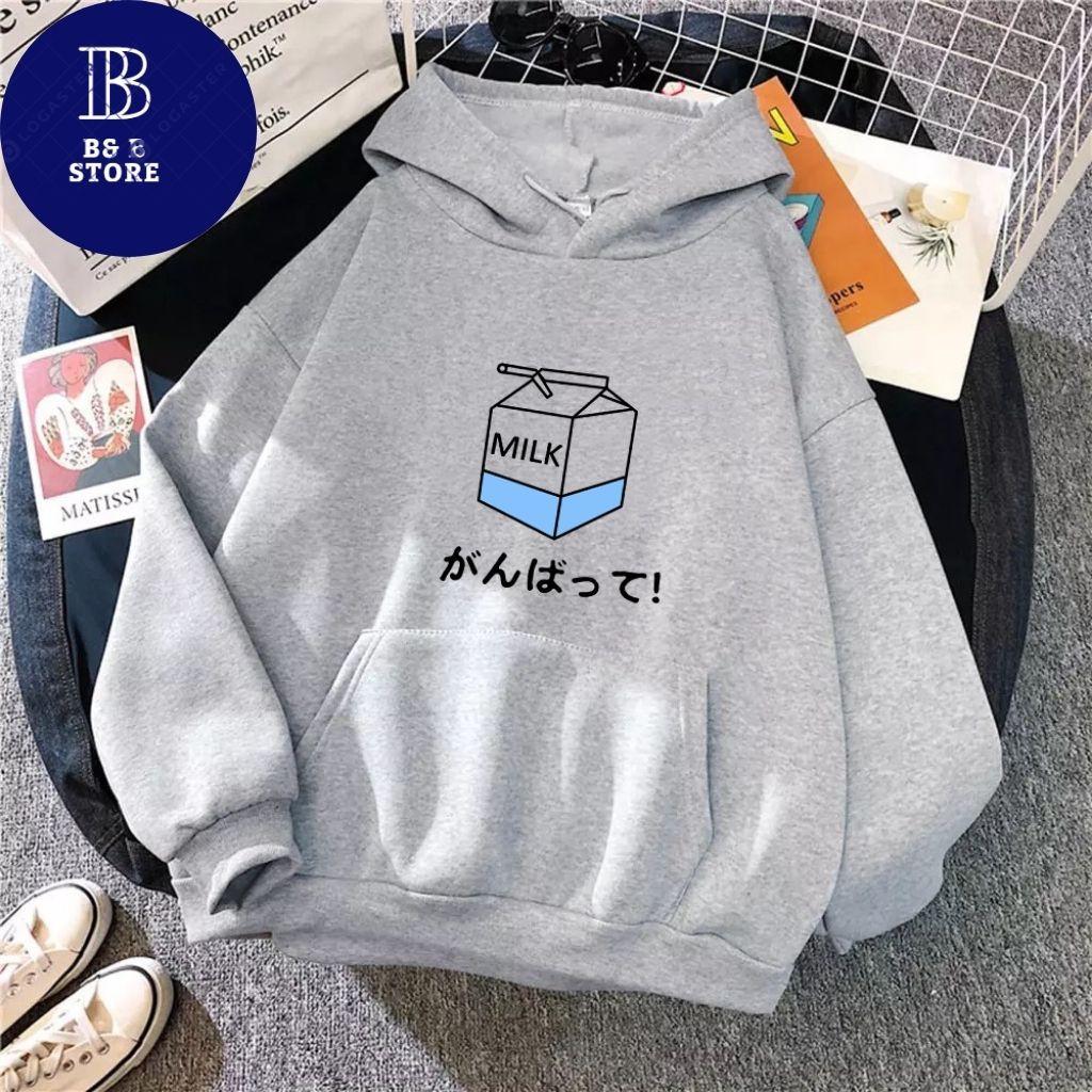 ÁO KHOÁC HOODIE NỈ UNISEX IN MILK SIÊU CUTE ÁO KHOÁC HOODIE LOCAL BRAND FORM RỘNG NAM NỮ NHIỀU MÀU