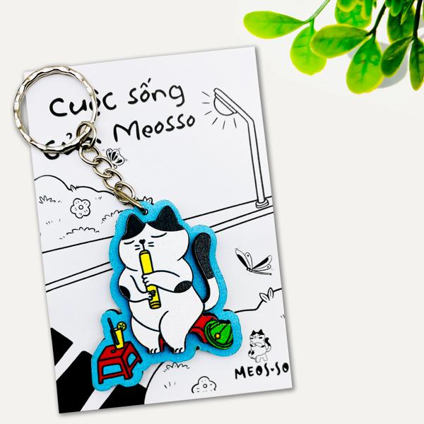 Móc Khóa Gỗ - Mèo Trà Chanh - Meosso