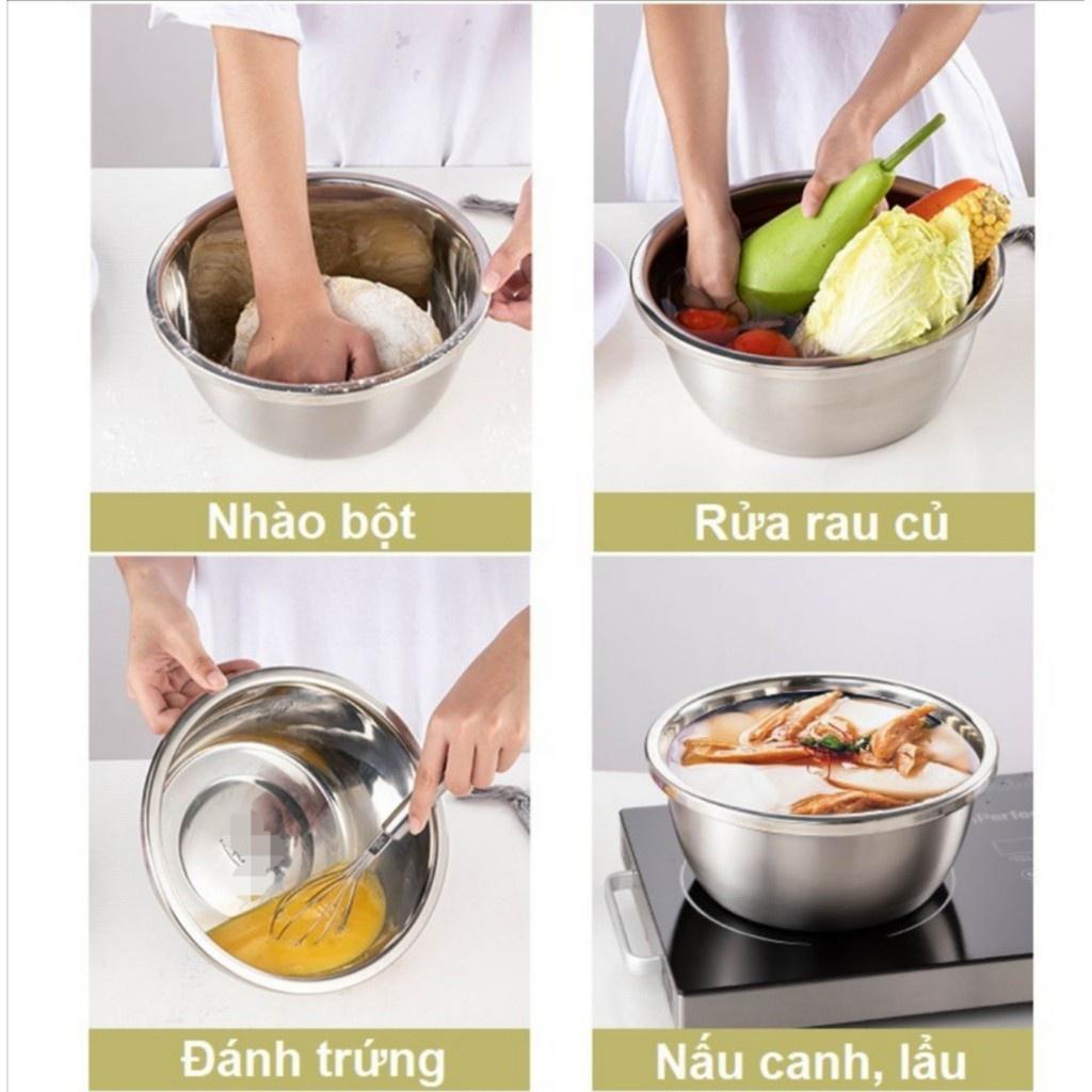 Thau Trộn/ Thố Trộn/ Chậu Trộn Salad Trộn Bột Inox Cao Cấp Hàng Dày