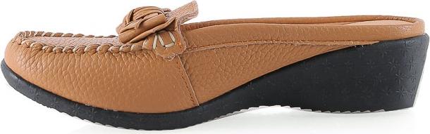 Giày sabo nữ da bò Huy Hoàng màu nâu đất size 35