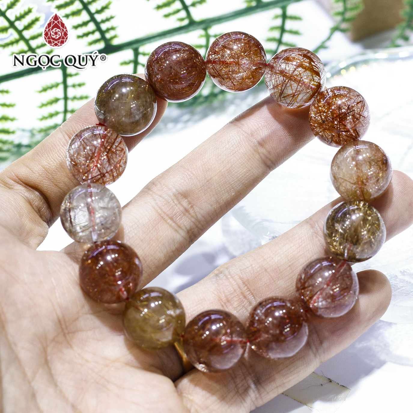 Vòng thạch anh tóc size hạt 16mm - Ngọc Quý Gemstones