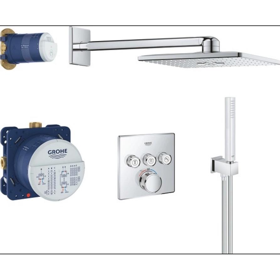 Sen Âm Tường Grohe 34706000 Smartcontrol, Bộ Sen Vòi Bát Vuông, Chất Liệu Thép Không Gỉ, Nhập Đức, BH 12 Tháng