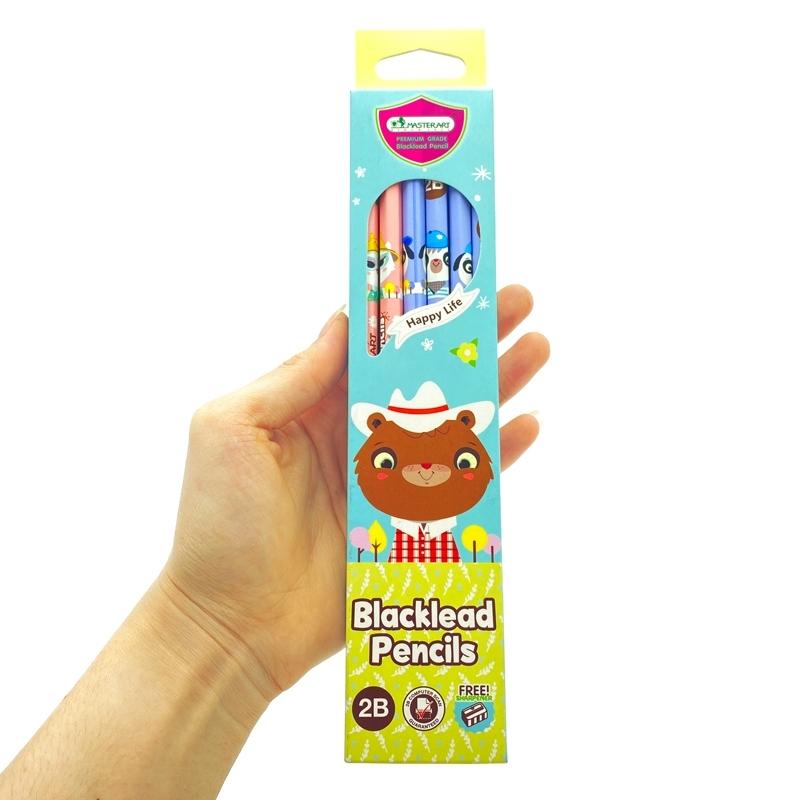 Hộp 12 Bút Chì Gỗ 2B Blacklead Pencil + Chuốt Chì - Masterart Happy Life