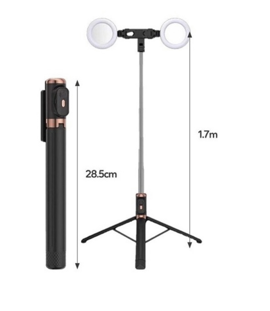 Gậy selfie  chụp ảnh, livestream quay video, có 2 đèn fill light, tự sướng du lịch, điều khiển từ xa 10 mét lướt tiktok, ứng dụng mạng xã hội - Hàng chính hãng