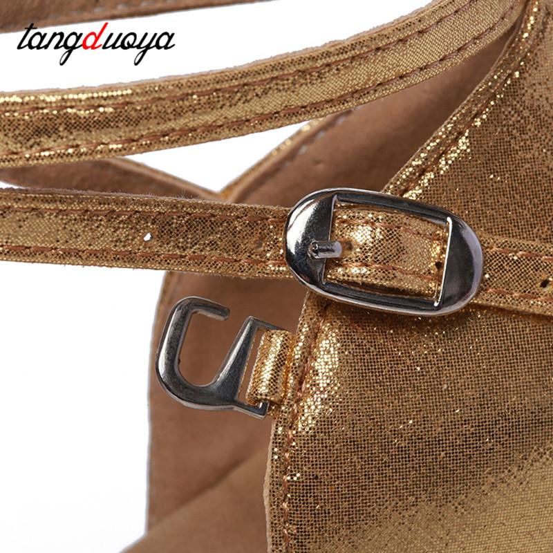 Phòng Khiêu Vũ Nhảy Latin Giày Cho Bé Gái Nữ Nữ Chuyên Nghiệp Salsa Tango Đảng Giày Khiêu Vũ Cao Cấp Gót khoảng 5 Cm Color: outdoor 5cm gold Shoe Size: 36
