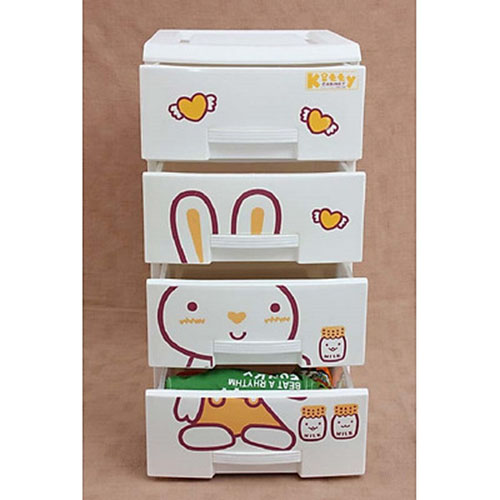 Tủ Nhựa Kitty 4 Tầng Mini Siêu Xinh Dùng Đựng Quần Áo, Vật Dụng, Sách Vở Cho Bé