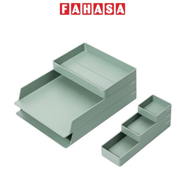 Bộ Khay Tài Liệu Để Bàn Nusign - Deli NS001 - Màu Xanh
