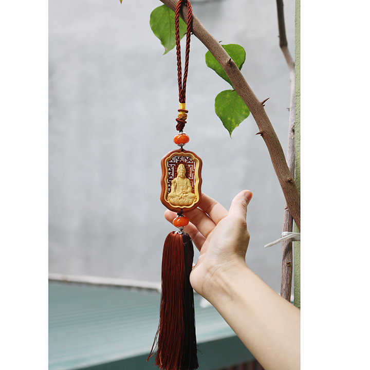 Khánh dây chuyền treo xe ô tô nhà cửa gỗ cao cấp - Phật Bà Quan Thế Âm Bồ Tát - Phật Di Lặc