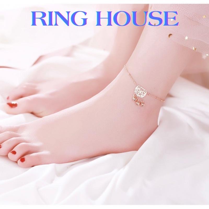 Lắc Chân Nữ Titan 3 Chuông May Mắn Vàng Hồng Rose Gold Đẹp