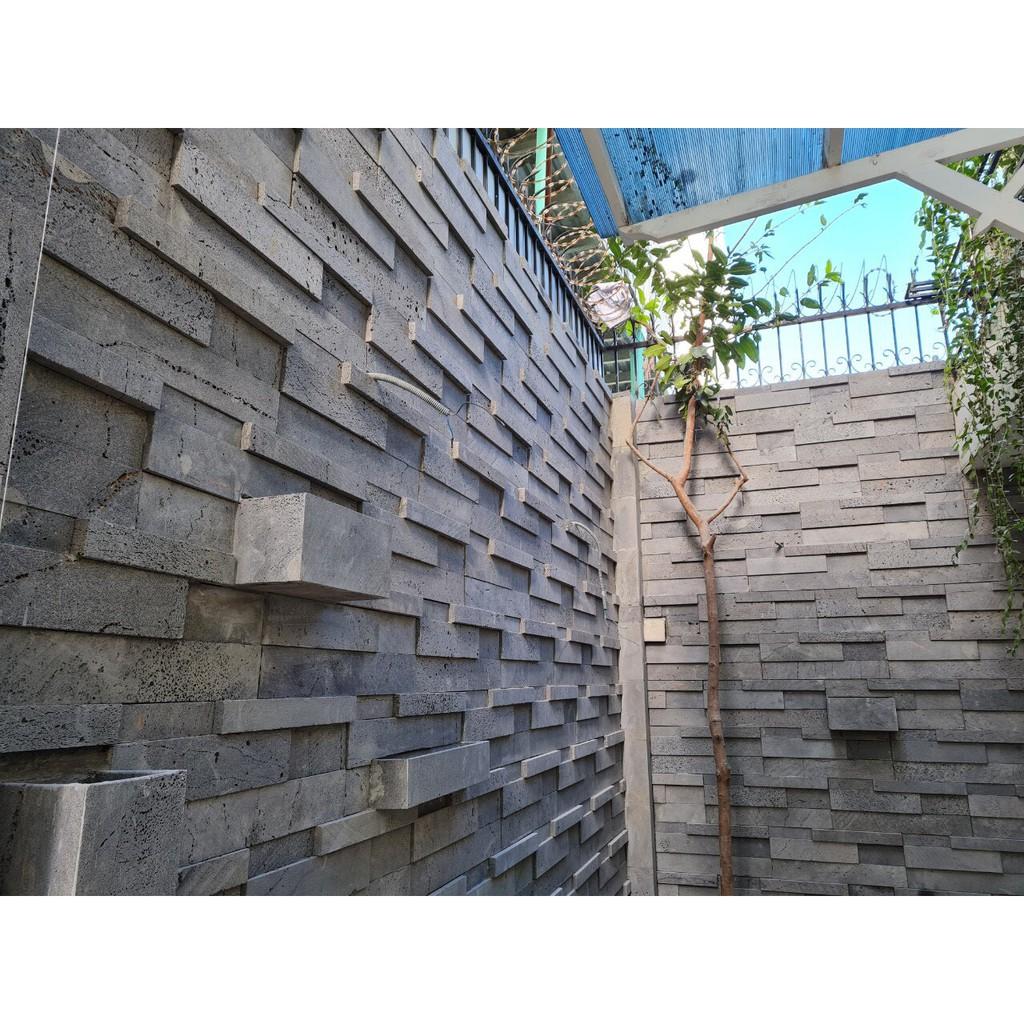 Chậu trồng cây hình chữ nhật treo tường ốp tường đá tự nhiên bền đẹp vĩnh viễn D30xR10xC15cm