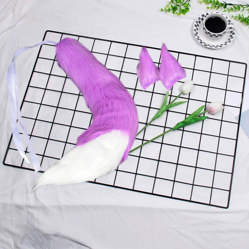 Long Plush  Tail and Ears Anime Cosplay for Halloween Women Accs