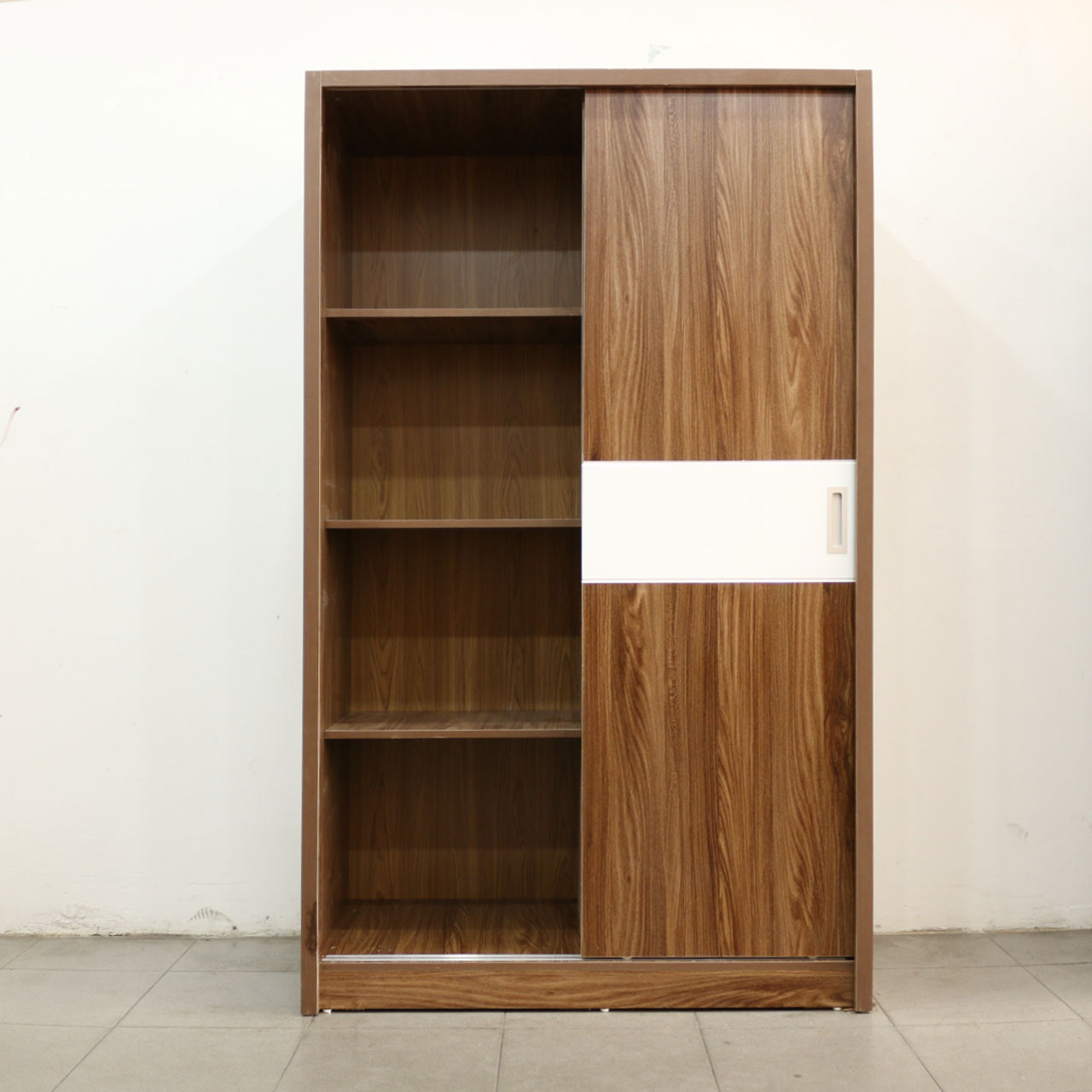 Tủ Áo Cửa Lùa 1m2X2m Gỗ MDF Melamine Màu Óc Chó Chỉ Trắng Viva