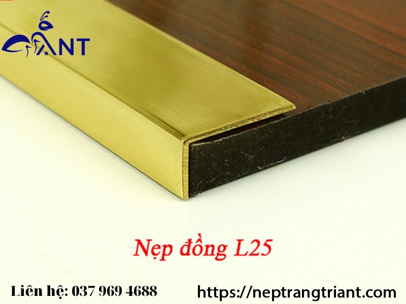 Nẹp đồng L25 trơn, nẹp ốp cầu thang, thanh dài 4m, giá tính theo mét, dùng trang trí nhà cửa