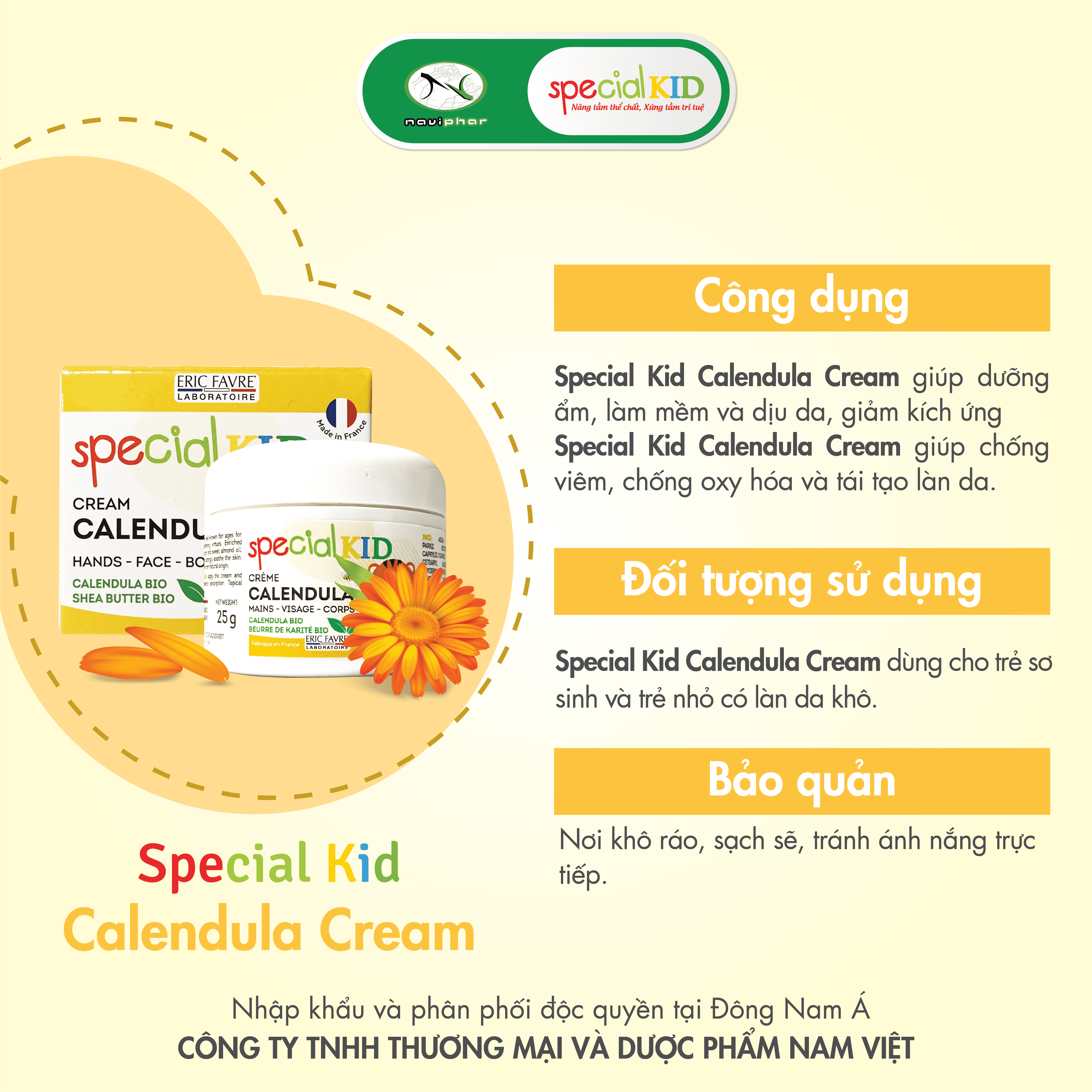 Kem dưỡng da giúp cung cấp độ ẩm, làm mềm da, mịn da - Special Kid Calendula Cream [Nhập khẩu Pháp]