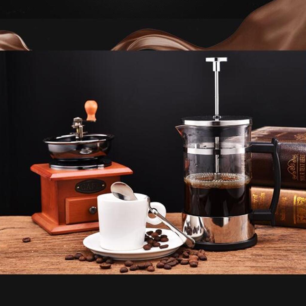 Household Stainless Steel French Press Tea Coffee Maker Carafe 350ml 1-2Cup