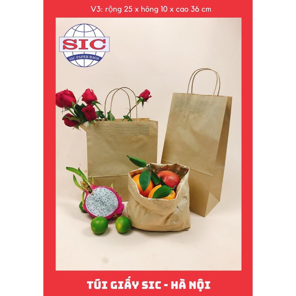 100 CHIẾC TÚI GIẤY KRAFT V3: 25x10x30 KHÔNG QUAI