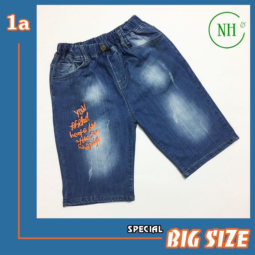 Quần short cho bé trai SIZE ĐẠI từ 35kg đến gần 70kg, quần short jean co giãn lưng thun - NH Shop