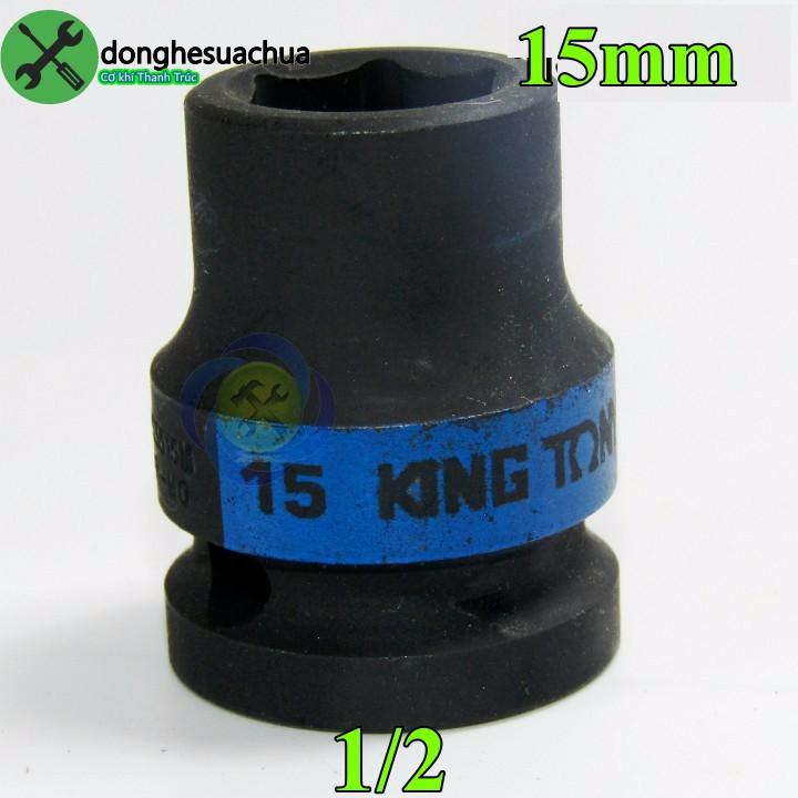 Tuýp 15mm loại 1/2 Kingtony 453515M ngắn 6 cạnh màu đen