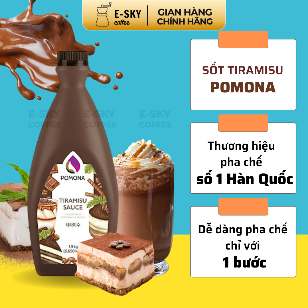 Sốt Tiramisu Pomona Tiramisu Sauce Nguyên Liệu Pha Chế Cà Phê Trà Sữa Hàn Quốc Chai 1.9kg