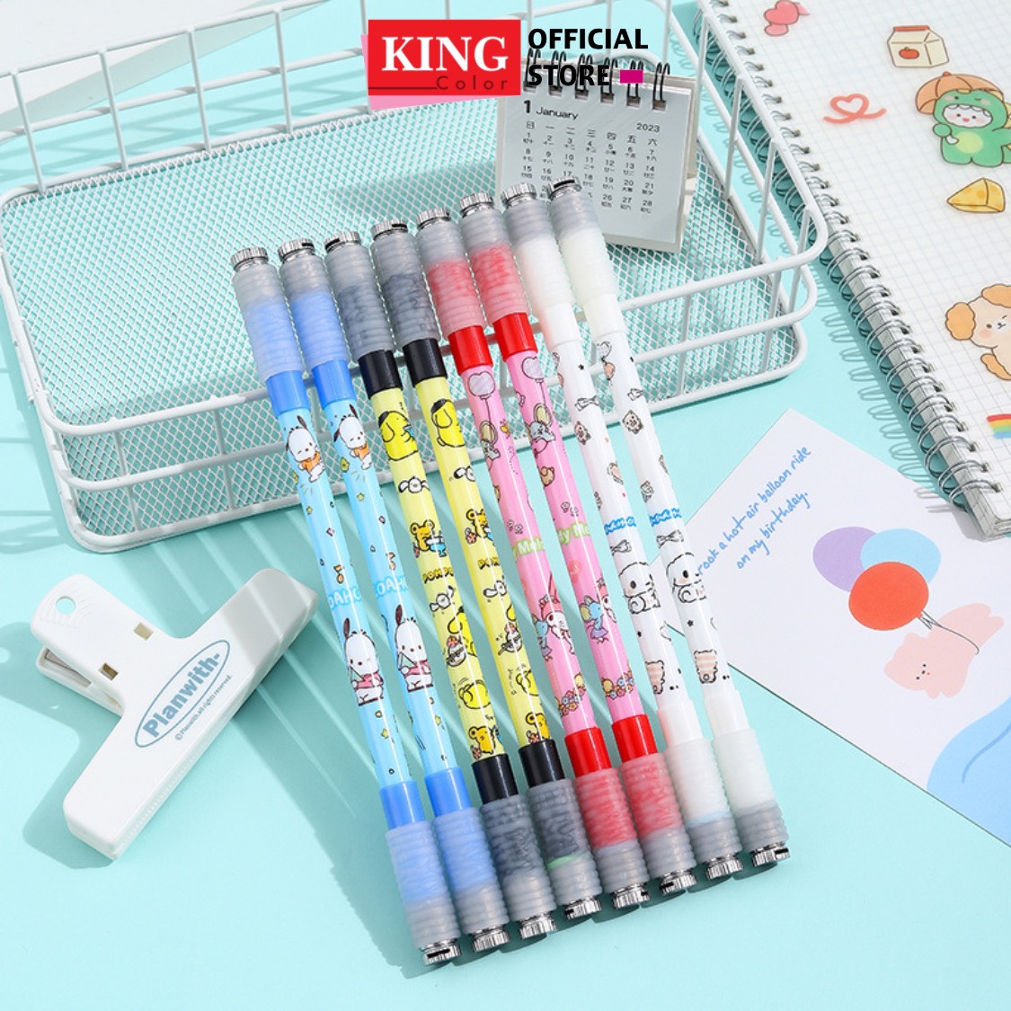 Út gel quay nghệ thuật giải trí có đèn Led hai đầu chống trượt học sinh my melody - Spinning pen