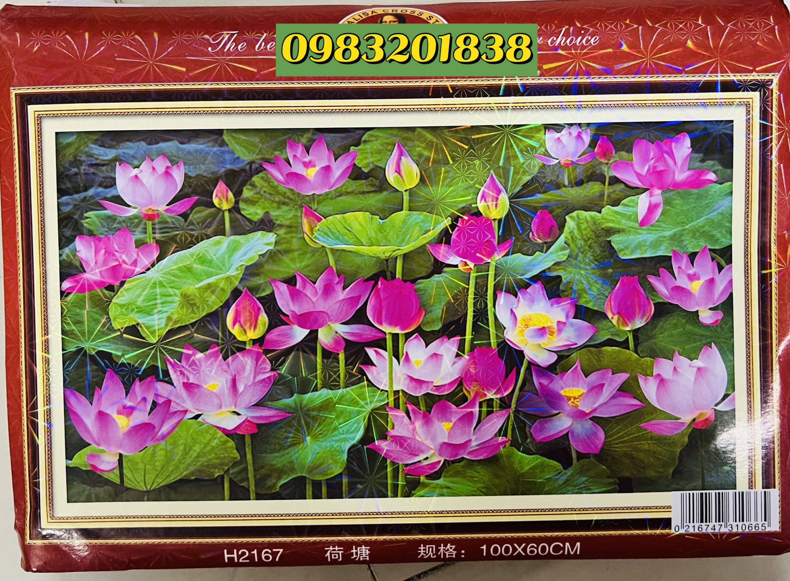 Tranh thêu kín chữ thập Đầm sen MH2167, kích thước 100 x 60 cm