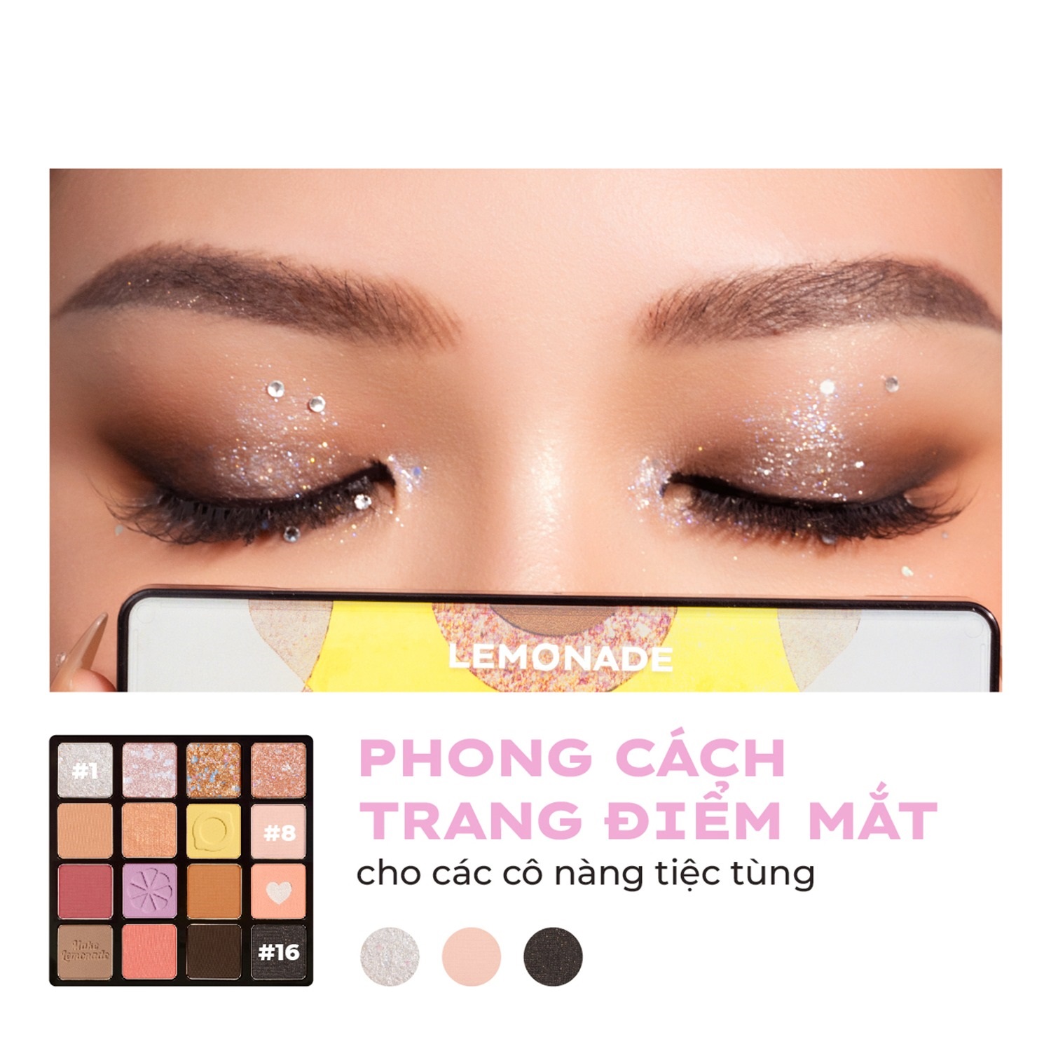 Bảng Phấn Mắt Lemonade Aesthetic Eyeshadow Palette 16 ô