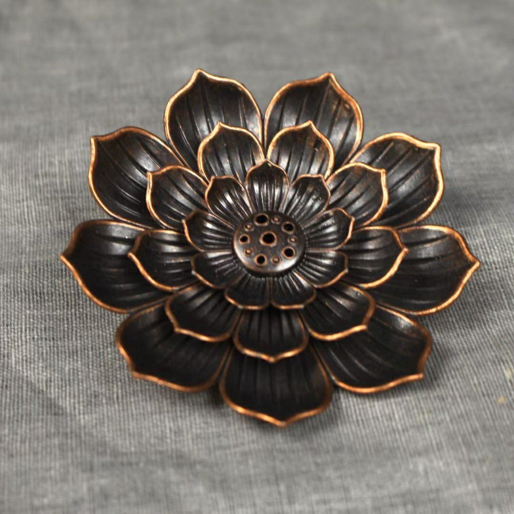 Đế Cắm Nhang Đặt Hương Hợp Kim Hình Hoa Sen 3 Tầng