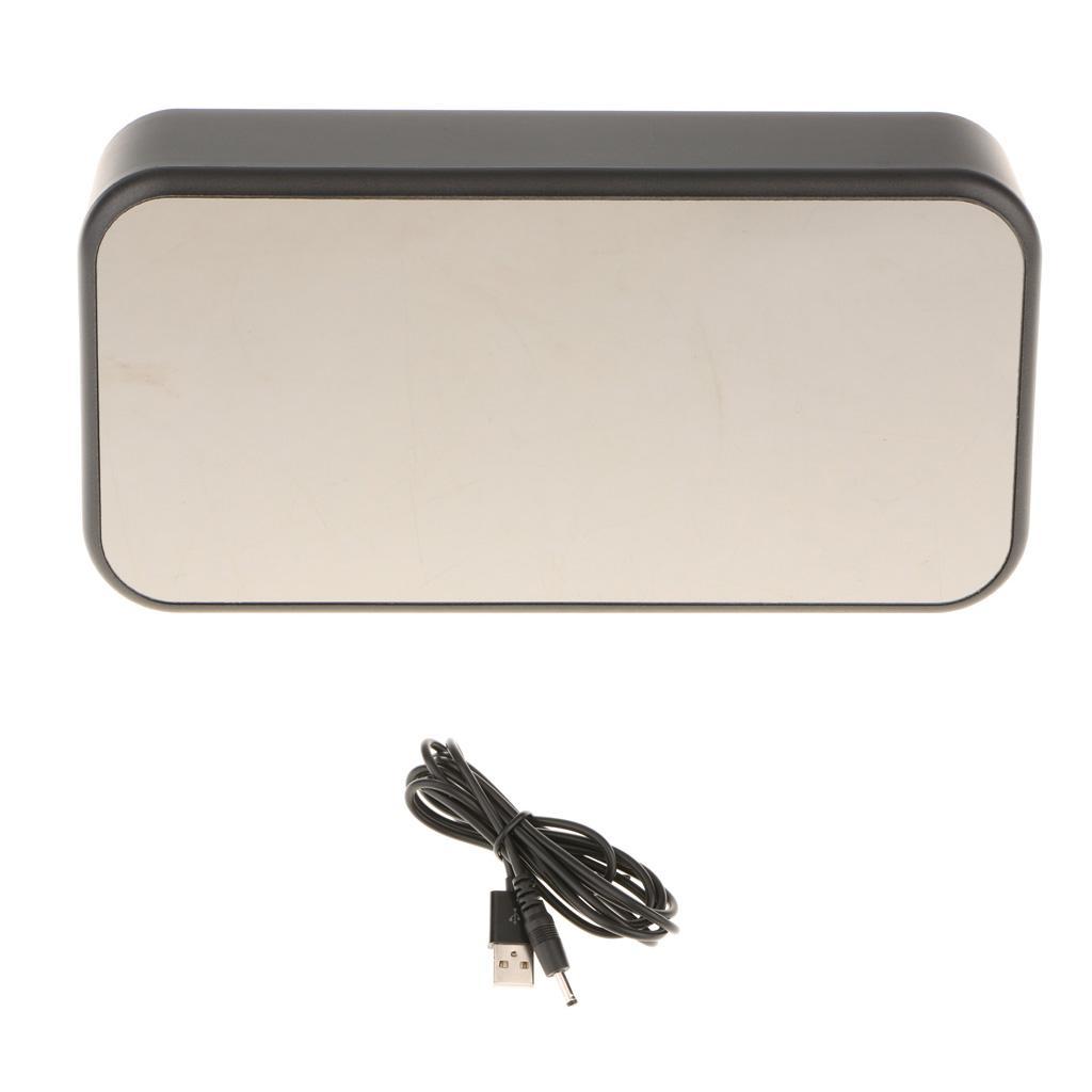 LED Digital Alarm Clock USB Mirror Time Date Temperature Display Snooze #1
