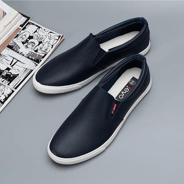 Slip on da nam - Giày lười da nam cao cấp thương hiệu LEYO - Da PU 3 màu đen, trắng và xanh navy - Mã SP A5192