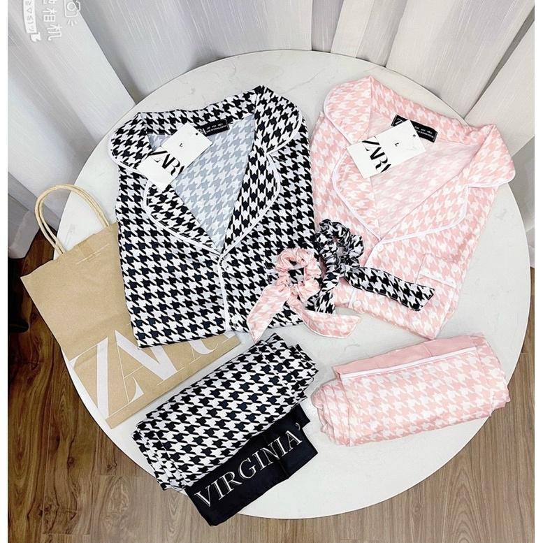 SET NGỦ LỤA ZICZAC KÈM CHUN - HÀNG CAO CẤP