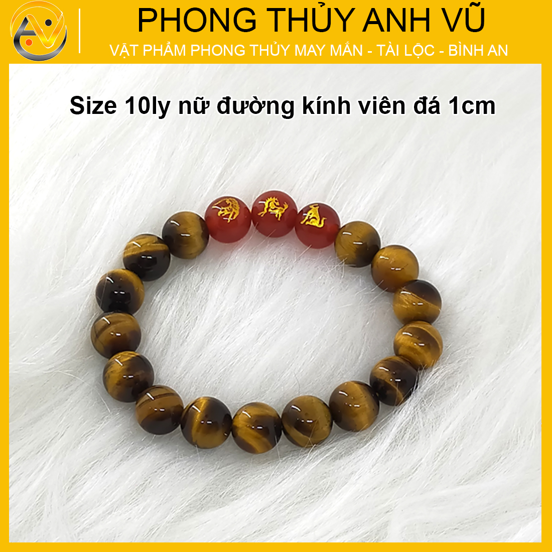 Vòng tam hợp dần ngọ tuất đã khai quang - chất liệu mắt hổ tự nhiên - vòng tay phong thủy may mắn tài lộc - Vòng Tam Hợp Anh Vũ