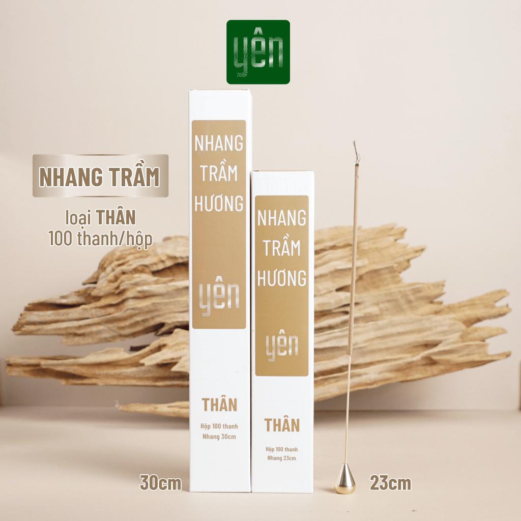 Nhang Trầm Hương Yên Loại Thân 23-30cm Hộp 100 thanh Sạch Tự Nhiên Ít Khói Dùng Thờ Cúng Xông Thơm - Nhang Trầm 30cm