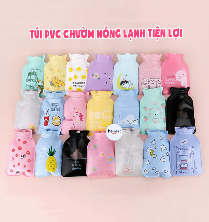 Túi Chườm Nóng PVC 2 Lớp Mini Hamart Mẫu 2022 Túi Chườm Đá Lạnh Ấm Bụng Giảm Đau Hiệu Quả