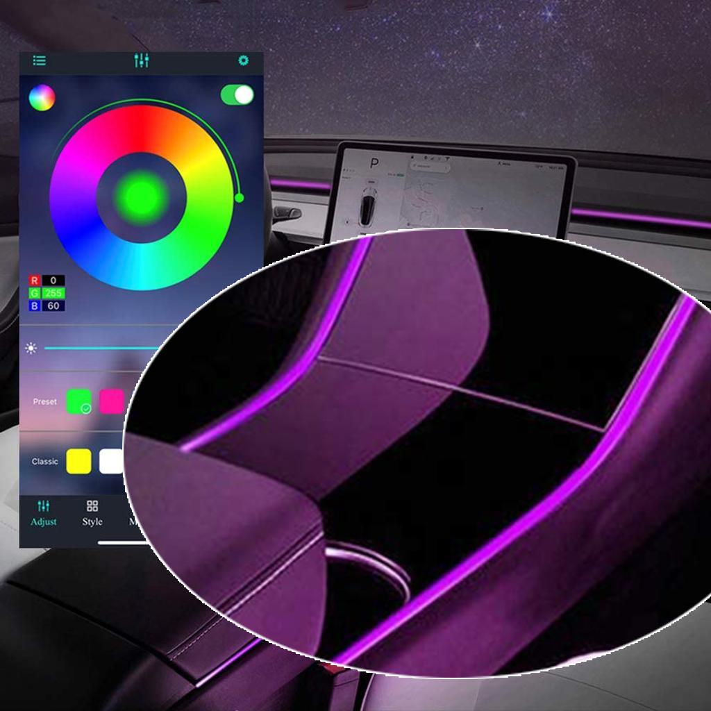 Car Interior Strip Light Colorful RGB Automobile Atmosphere Lighting Set Wireless Bluetooth APP Control Decorative Lights