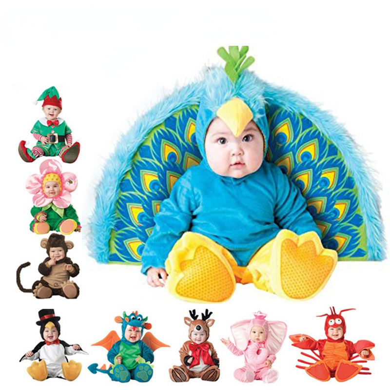 2021 Trang Phục Hóa Trang Halloween Bộ Quần Áo Bé Trai Bé Gái Khỉ Gấu Bắc Cực Romper Áo Liền Quần Trẻ Em Bộ Quần Áo Cho Bé Nón Vớ Tập Đi Cosplay Bộ