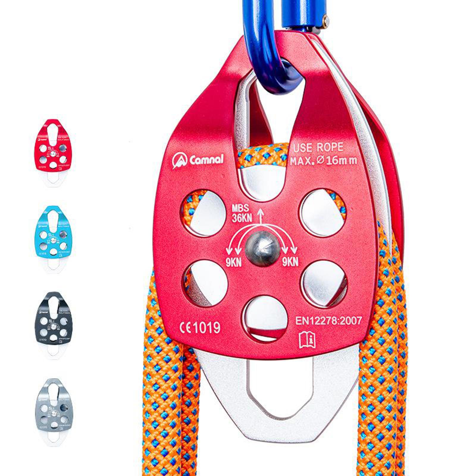 Climbing Pulley Double Sheaves 36KNRigging Caving Device for 16mm Rope Black