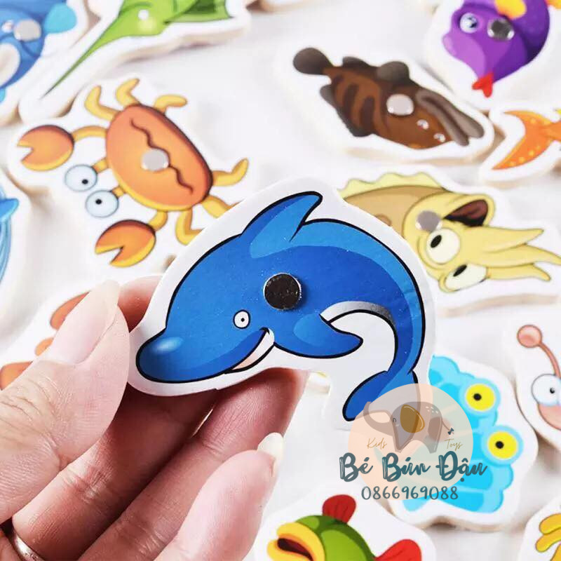 Bộ Đồ Chơi Câu Cá Đại Dương Bằng Gỗ 32 Chi Tiết Có Bể Câu Cho Bé